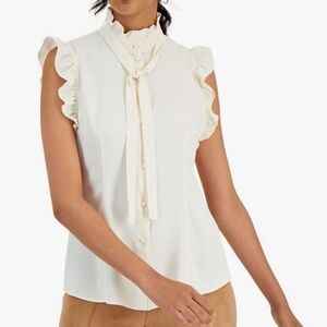Anne Klein Women's Ruffle-Sleeve Tie-Neck Blouse